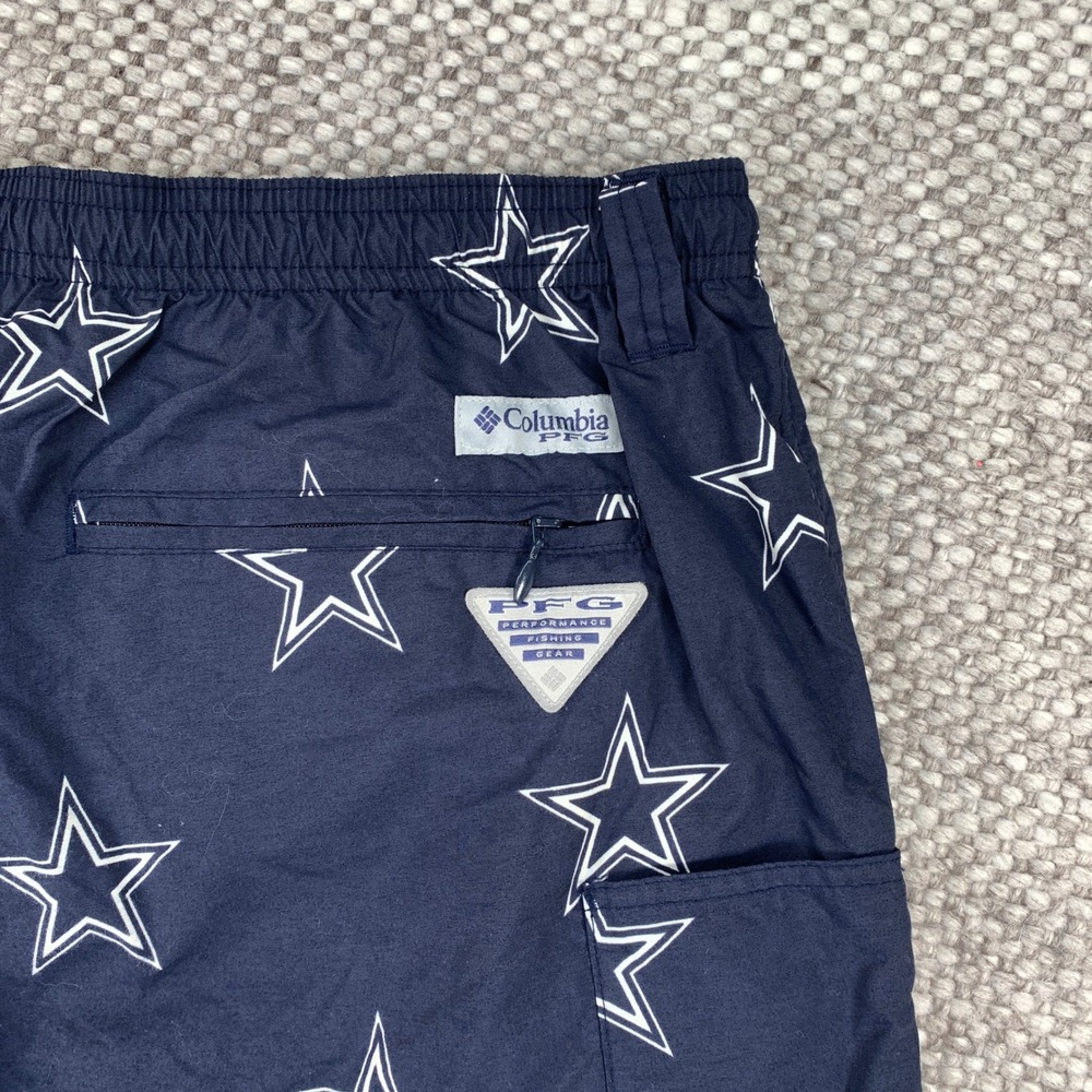 Columbia PFG Fishing Shorts Mens XL Navy Blue Dallas Cowboys Star Print XM0606